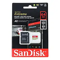 Карта памяти SanDisk Extreme microSDXC 64GB 160MB/s UHS-I Class U3 с адаптером