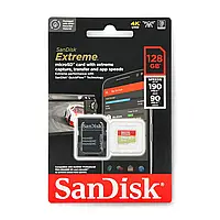 Карта памяти SanDisk microSDXC 128 GB Extreme 190 MB/s UHS-I U3 Class A2 с адаптером