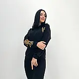 Жіноче демісезонне худо з капюшоном із трикотажу двонитки чорного кольору, фото 8
