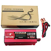 Перетворювач напруги інвертор Eryuan 2200W LCD DC/AC 12V-220V з чистою синусоїдою та вольтметром, фото 5