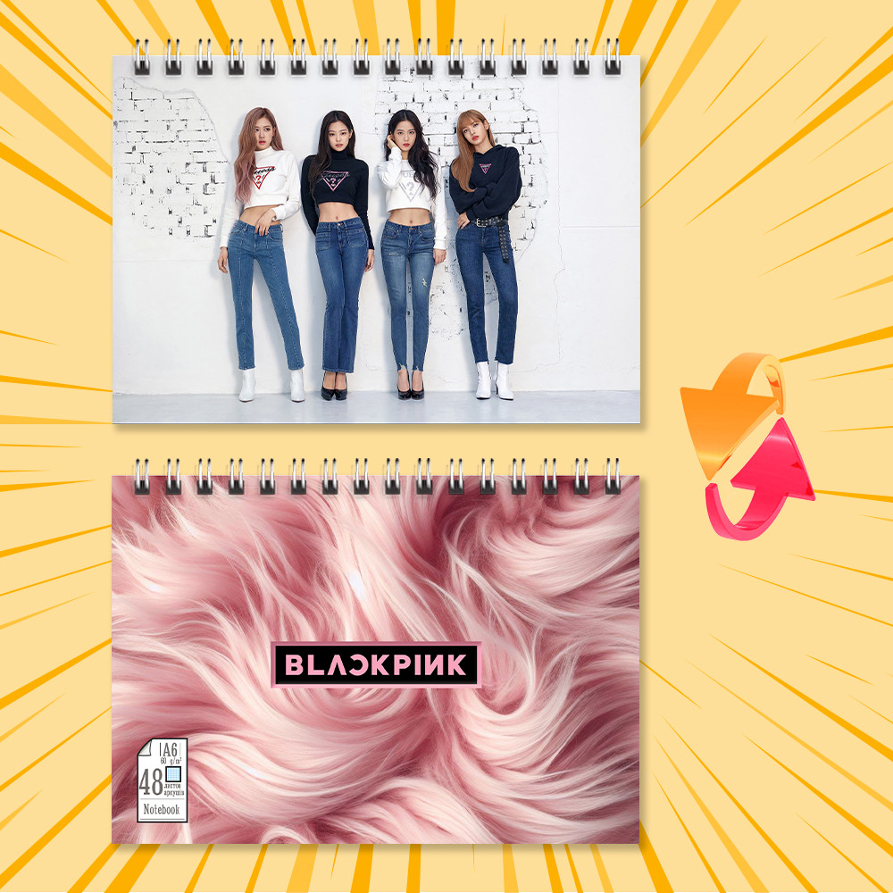 Блокнот А6 пружина 48 арк. клітинка K-Pop Black Pink 004