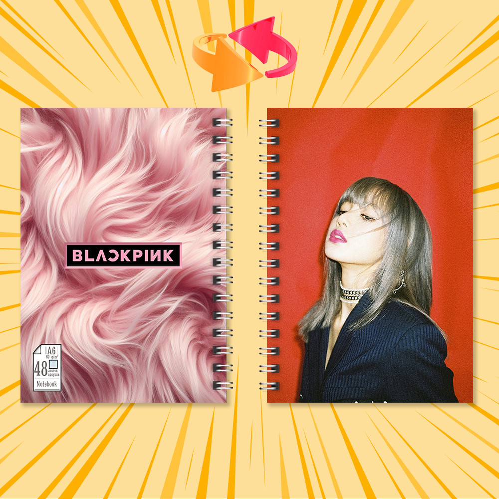 Блокнот А6 пружина 48 арк. клітинка K-Pop Black Pink 018