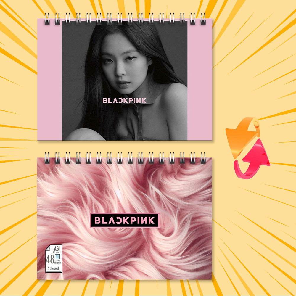 Блокнот А6 пружина 48 арк. клітинка K-Pop Black Pink 021