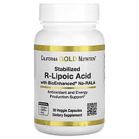 Жиросжигатель California Gold Nutrition Stabilized R-Lipoic Acid (30 капсул.)