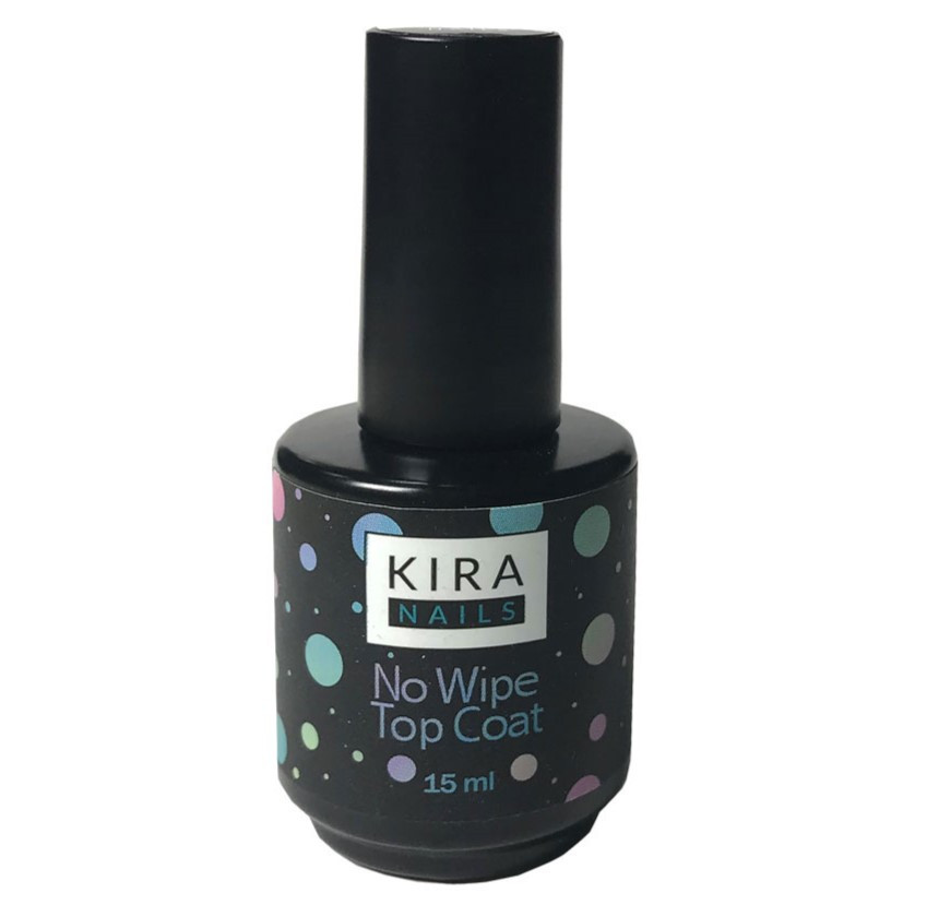 Kira Nails No Wipe Top Coat - закріплювач для гель-лаку БЕЗ липкого шару, 15 мл