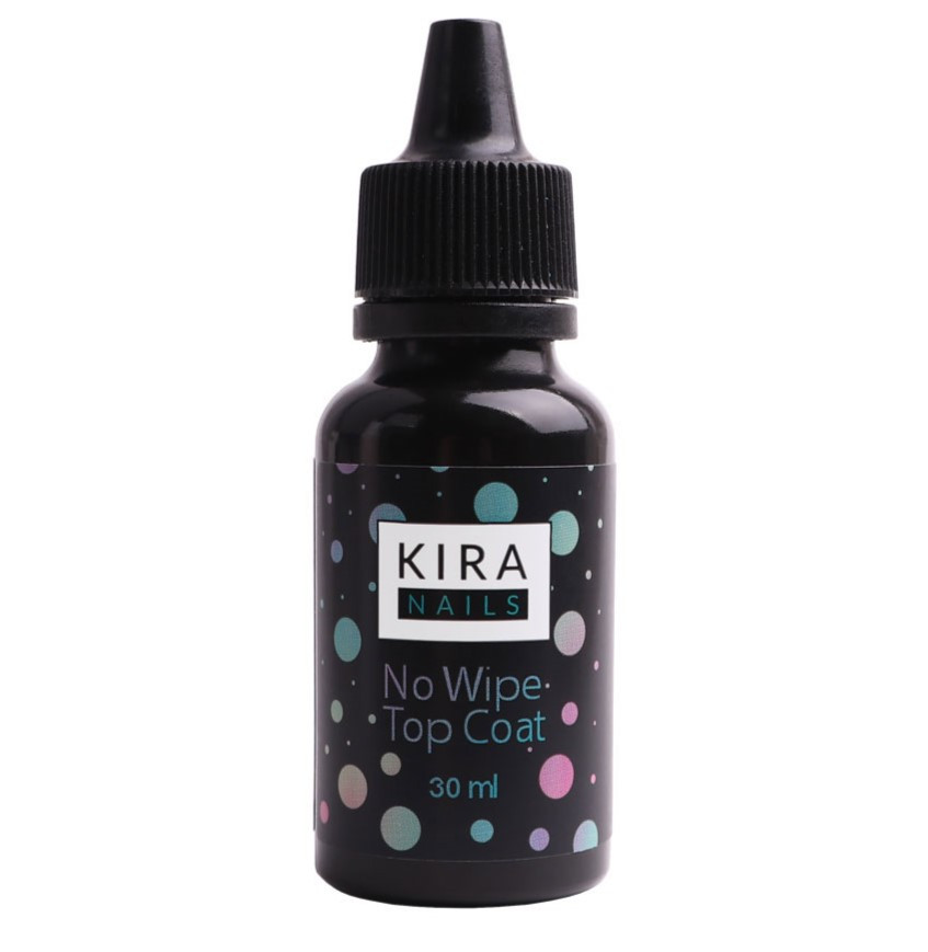 Kira Nails No Wipe Top Coat - закріплювач для гель-лаку БЕЗ липкого шару, без пензля, 30 мл