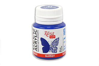 Акрил для декору, Синій 12, глянсовий, 20 мл, ROSA ТАLENT