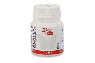 Акрил для декору, Білий 01, глянсовий, 20 мл, ROSA ТАLENT