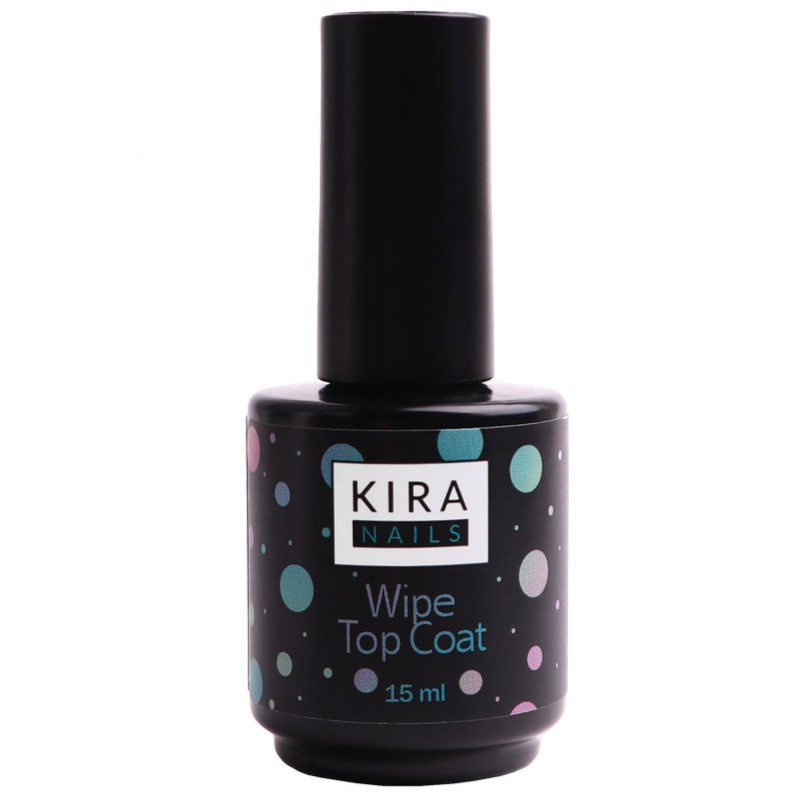 Kira Nails Wipe Top Coat - закріплювач для гель-лаку з липким шаром, 15 мл