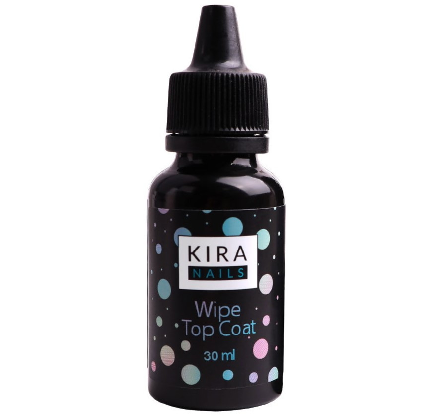 Kira Nails Wipe Top Coat - закріплювач для гель-лаку з липким шаром, без пензля, 30 мл