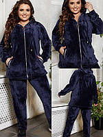 Велюровий спортивний костюм жіночий з рівними брюками супер великих розмірів 58 60 62 64 66 68