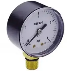 Манометр для вимірювання тиску води KP CZECH, нижнє підключення 1/4, радіальний Ø50 мм 0-4 BAR