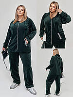 Велюровый спортивный костюм женский с ровными брюками супер больших размеров 58 60 62 64 66 68