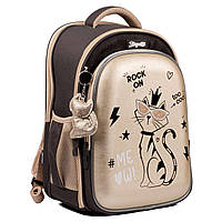 Шкільний рюкзак 1 вересня каркасний, два відділення фронтальна кишеня розмір 41*29*14,5см сіро-бежевий