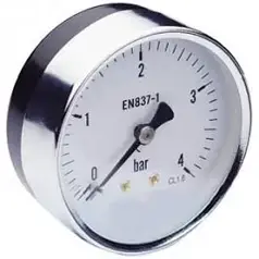 Манометр для вимірювання тиску води KP CZECH, заднє підключення 1/4, аксіальний Ø63 мм 0-4 BAR