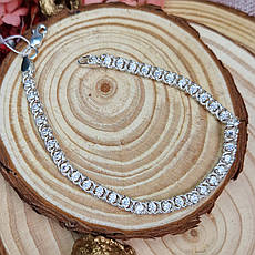 Жіночий срібний браслет 925° проби "Арабський Бісмарк" 16,5 см * 4 мм з білим камінням і без чорніння, фото 3