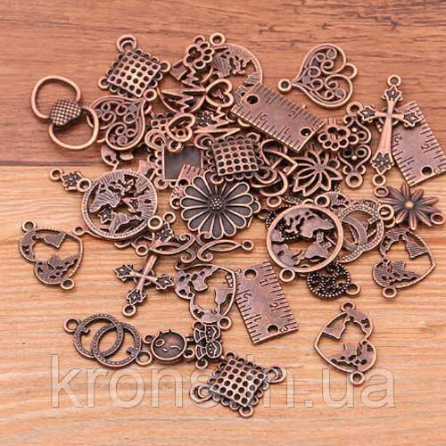 Набір металевих підвісок 100г, шарми шарміки, Змішані, мідь, фото 1