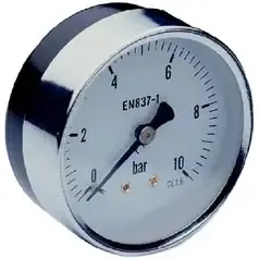 Манометр для вимірювання тиску води KP CZECH, заднє підключення 1/4, аксіальний Ø63 мм 0-10 BAR