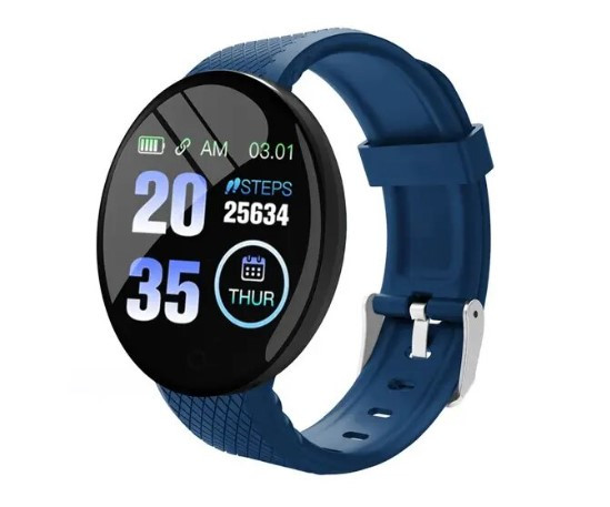 Смарт-годинник D18 Smart Watch розумний годинник, артеріальний тиск, моніторинг IOS Android Blue
