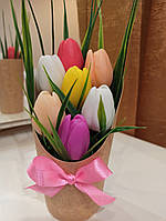 Букет тюльпанов из мыла ручной работы Оригинальный подарок к 8 марта