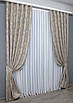Комплект (2шт. 1.5х2.7м) готових штор із тканини льон рогожка, колекція "Корона Марія". Колір світло-сірий. Код 676ш 30-455, фото 3