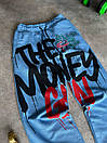 Спортивні чоловічі штани весна-осінь сині з написами The Money, фото 6