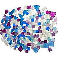 Набір шматочків мозаїки камінці мікс Фіолетовий синій 200 гр 150-170 шт каміння декоративне для декору