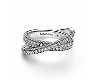 Серебряное кольцо с двумя рядами Пандора Pandora