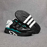Обувь мужская черная Адидас Нитбол. Спортивные кроссовки мужские весна осень черные с зеленым Adidas Niteball