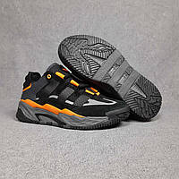 Обувь мужская черная Адидас Нитбол. Беговые кроссовки мужские весна осень черные с оранжевым Adidas Niteball