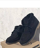 Зимние ботинки мужские нубук на натуральном меху черные и коричневые 0665УКМ