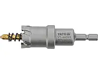 Сверло коронка по металлу TCT YATO: R24 x 103 мм, толщина до 25 мм, з напрямним, 6-гран. хвостовик 1/4"