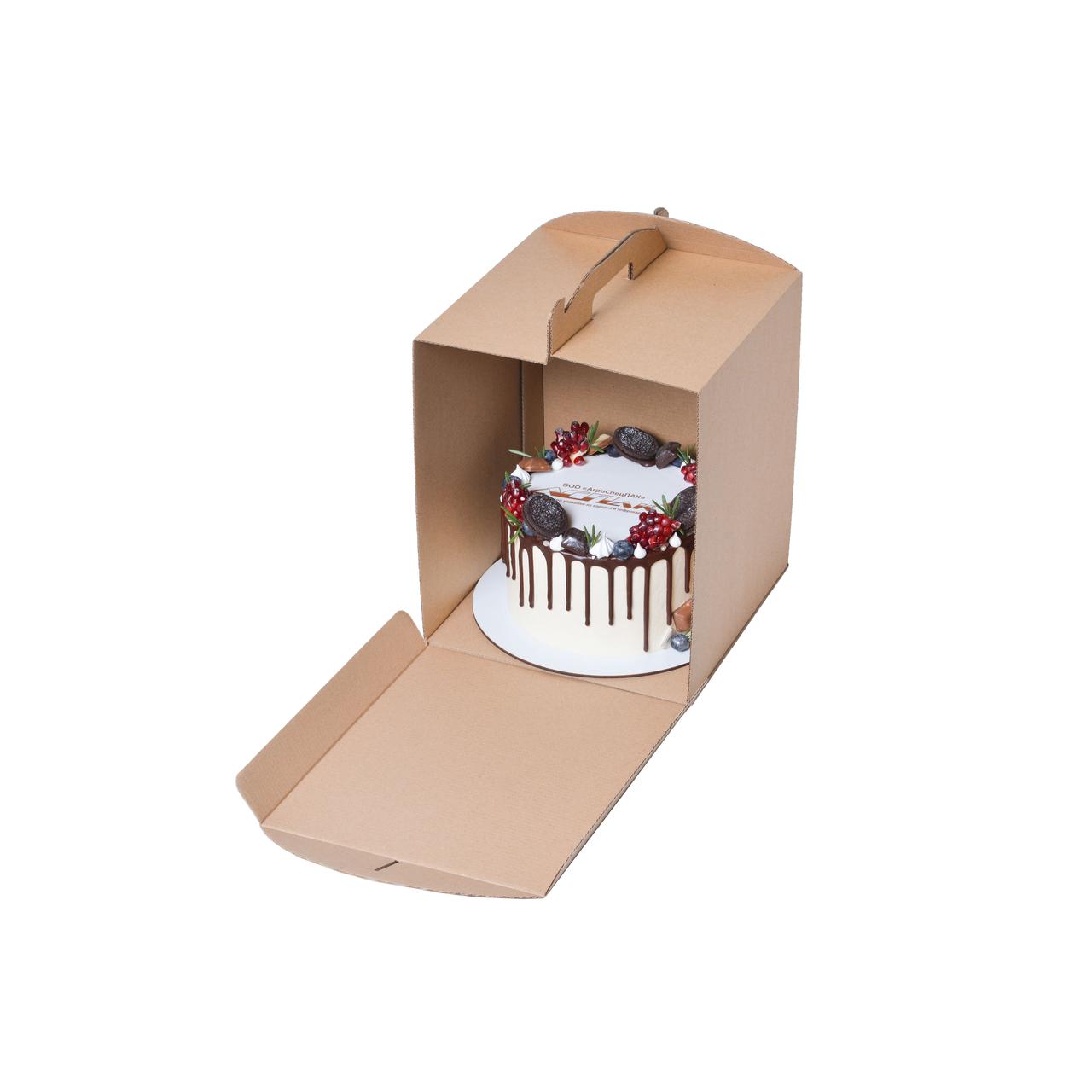 Коробки для торта, 250х250х300 мм, коричневі