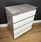 Сірий Комод з білим фасадом без ручок на 4 шухляди для речей, фото 4