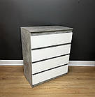 Сірий Комод з білим фасадом без ручок на 4 шухляди для речей, фото 5