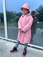 Пальто на кнопках з матової плащової тканини рожеве для дівчаток 122-152 р