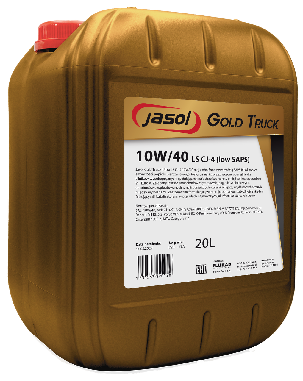 Моторна олива JASOL GOLD Truck Ultra LS CJ-4 10w40 (low SAPS) 20л
