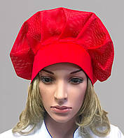 Шапочка Шеф-Кухар з сіткою, червоного кольору