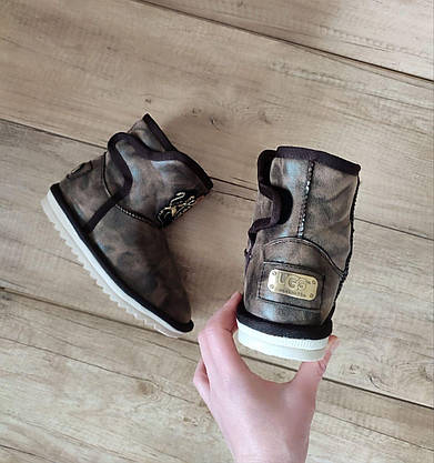 СКИДКА 33 р UGG угги детские кожаные коричневые серые ботинки сапожки для мальчика для девочки эко кожа, фото 4