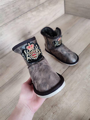 СКИДКА 33 р UGG угги детские кожаные коричневые серые ботинки сапожки для мальчика для девочки эко кожа, фото 5