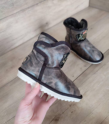 СКИДКА 33 р UGG угги детские кожаные коричневые серые ботинки сапожки для мальчика для девочки эко кожа, фото 6