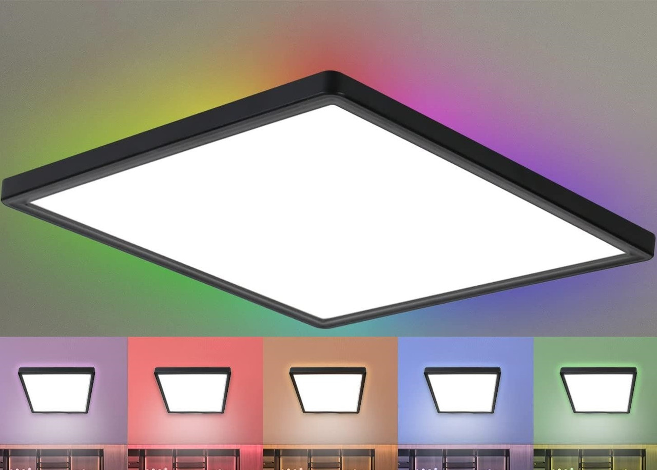 Ультратонкий світлодіодний накладний світильник люстра з пультом Slim Back Light 42S RGB BK