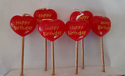 Свічки для бенто торта Сердечка червоні