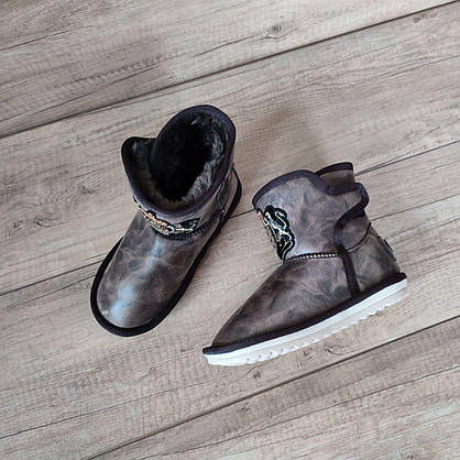 СКИДКА 33 р UGG угги детские кожаные коричневые серые ботинки сапожки для мальчика для девочки эко кожа, фото 3