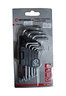 Набір Г-подібних ключів TORX Intertool T10-Т50 набір 9шт.HT-0607