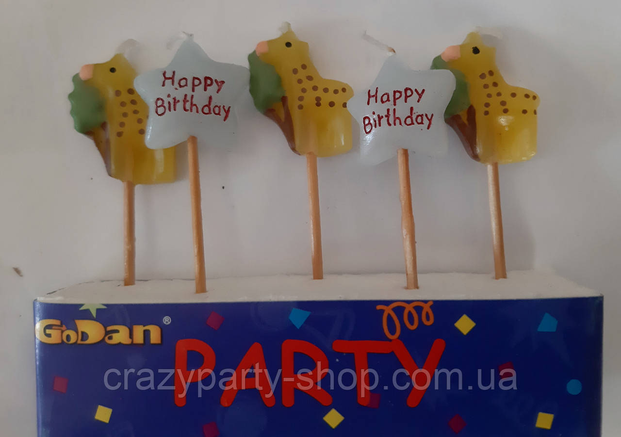 Свічки  для бенто торта Жирафи та зірочки, фото 1