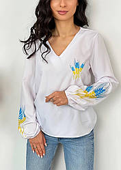 Жіноча блуза софт 776 (42-44, 46-48, 50-52) (квіта: білий) СП