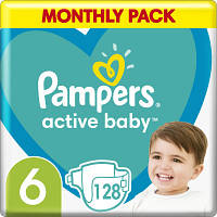 Оригінал! Подгузники Pampers Active Baby Размер 6 (Extra Large) 13-18 кг 128 шт (8006540032688) | T2TV.com.ua