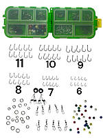 НАБІР рибальських гачків та інших аксесуарів у коробці з окремими осередками