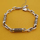 Чоловічий срібний браслет якірний зі святими. Браслет на руку якірний 19 см розмір срібло 925, фото 10